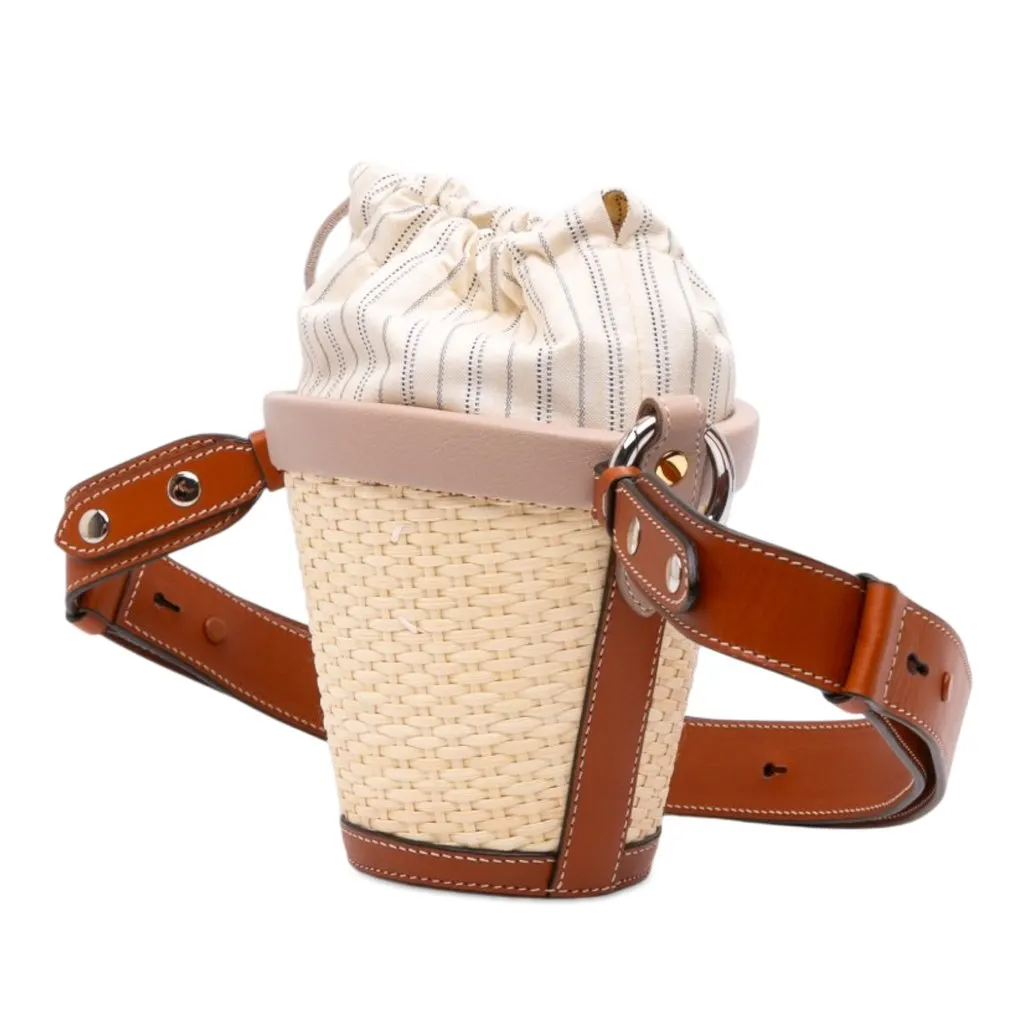 Maison Margiela Fire Woven Raffia Bucket Bag Beige Very good - Back View