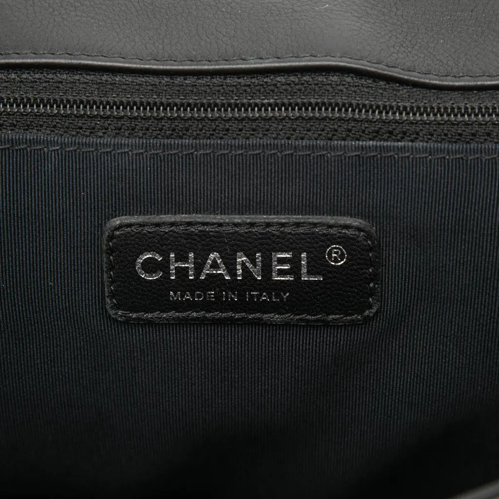 Chanel Large Quilted Lambskin Boy Flap Black Leather Very good - Box View