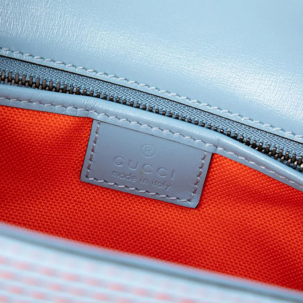 Gucci Small Calfskin Web Stitched Bamboo 1947 Top Handle Bag Blue Leather Very good - Box View