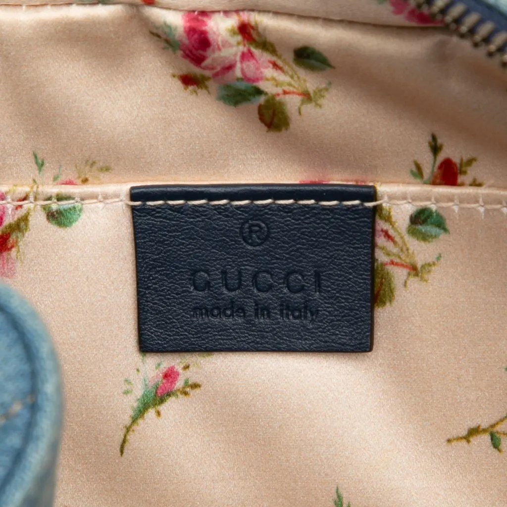 Gucci Small GG Marmont Matelasse Denim Pearly Crossbody Blue Good - Box View