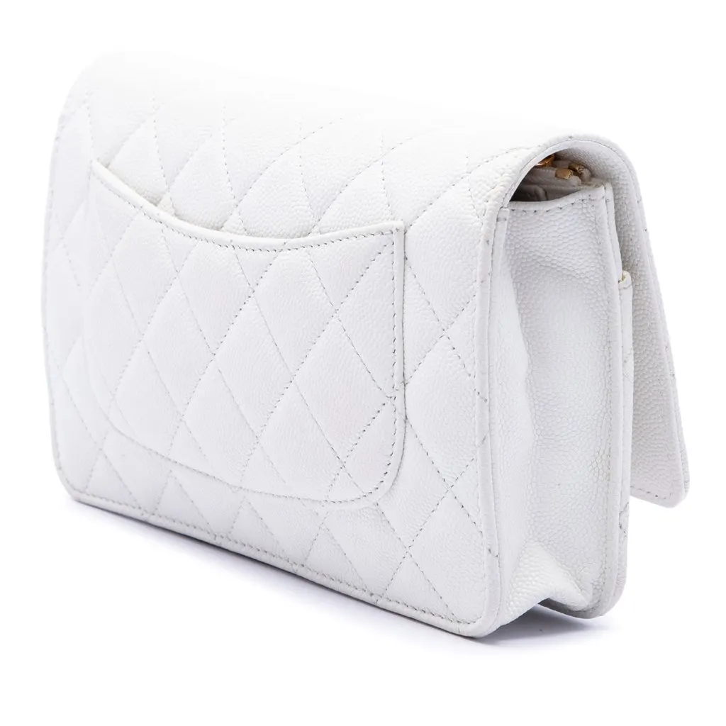 Chanel CC Quilted Caviar Coco Casino Wallet on Chain White Leather Very good - Back View