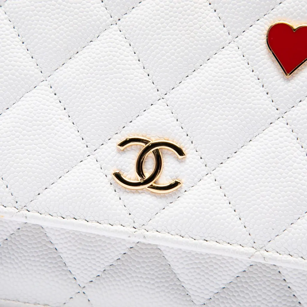 Chanel CC Quilted Caviar Coco Casino Wallet on Chain White Leather Very good - Box View
