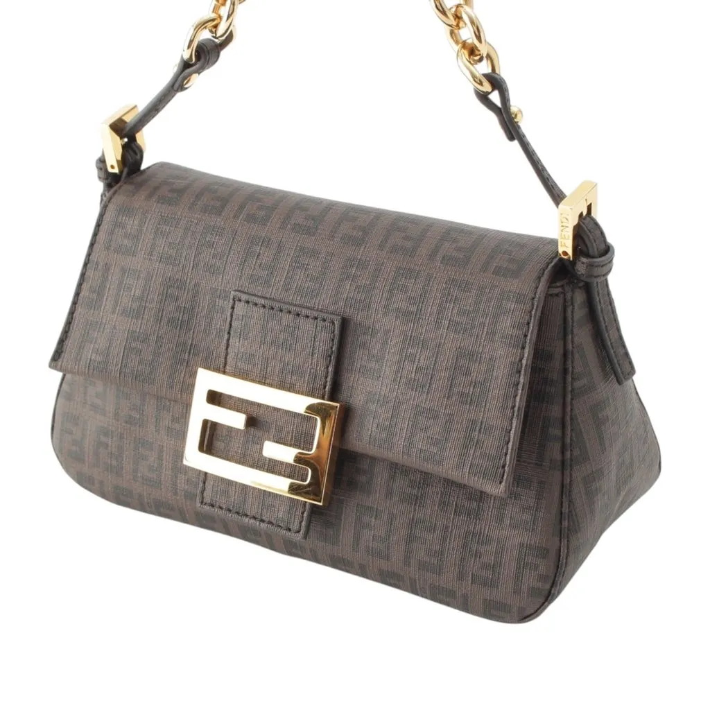 Fendi Mini Zucchino Spalmati Chain Mamma Forever Brown Very good - Back View