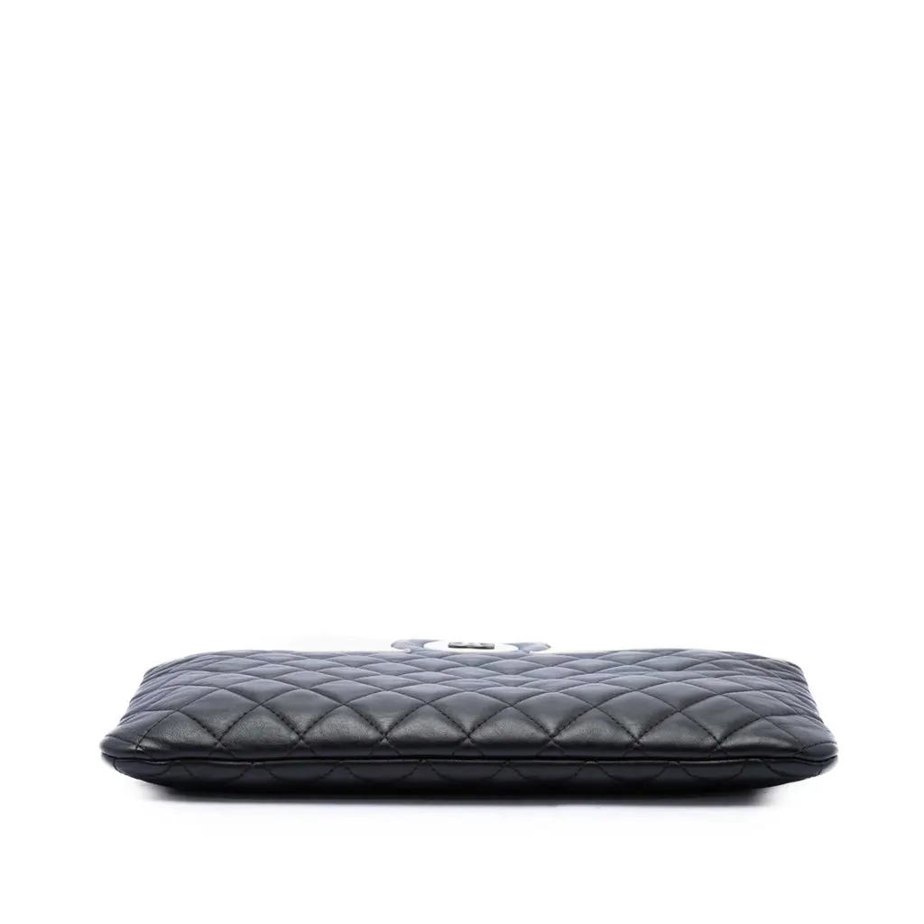 Chanel Medium CC Bicolor Quilted Lambskin Clutch Black Leather Very good - Inside View