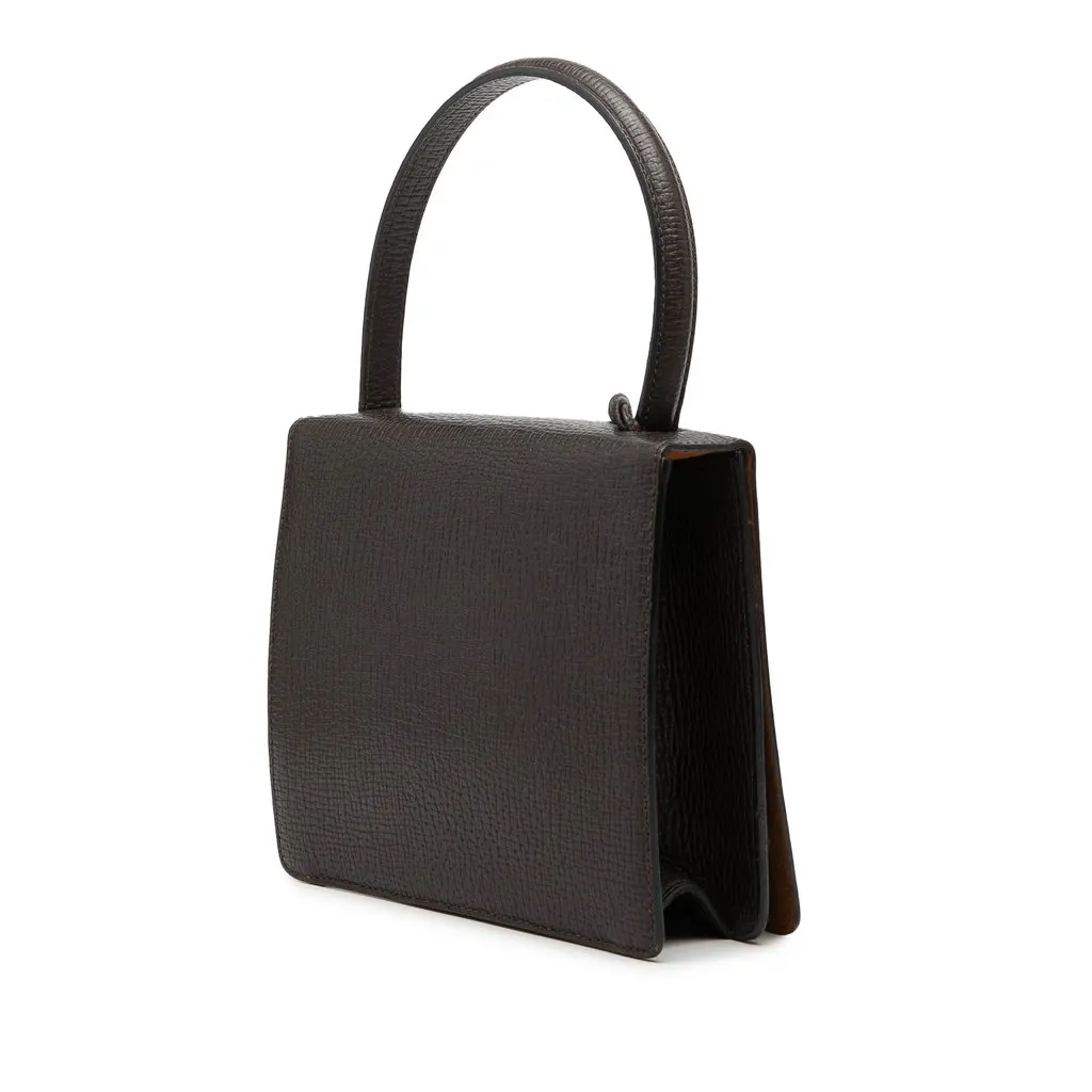 LOEWE Textured Leather Barcelona Top Handle Bag Brown Leather Very good - Back View