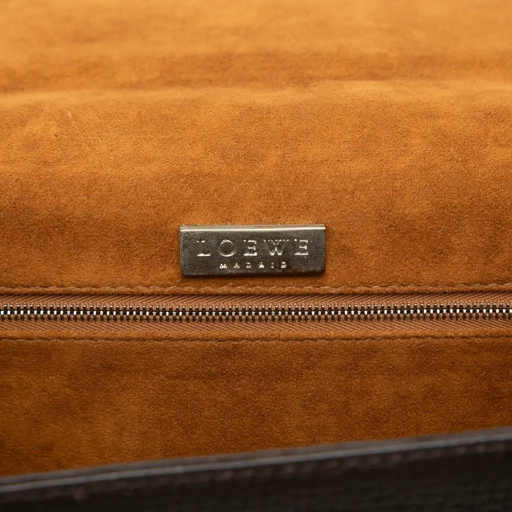 LOEWE Textured Leather Barcelona Top Handle Bag Brown Leather Very good - Box View
