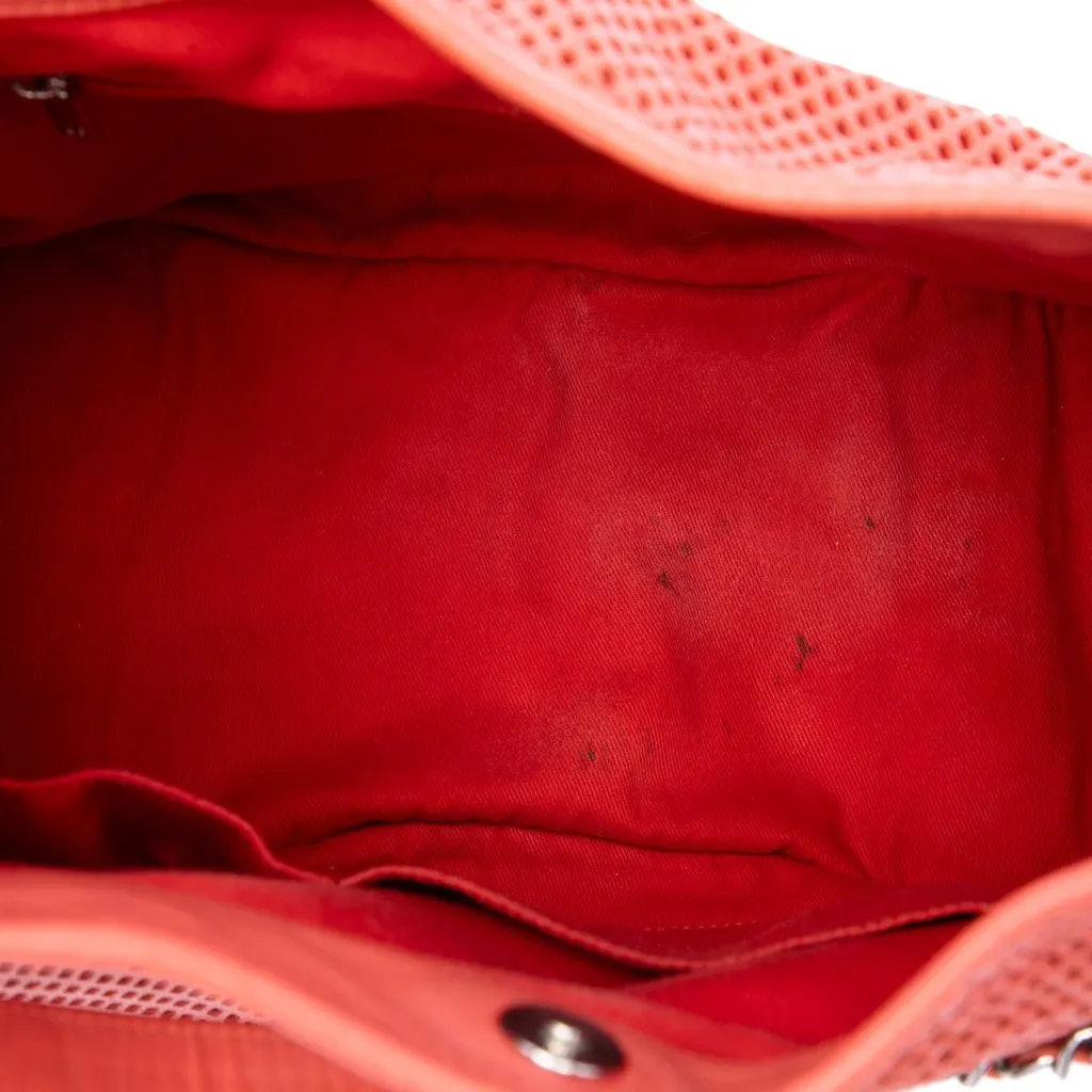Chanel Perforated Calfskin Up In The Air Tote Red Leather Very good - Model View