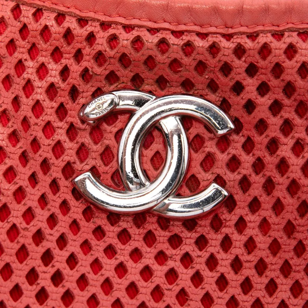 Chanel Perforated Calfskin Up In The Air Tote Red Leather Very good - Box View
