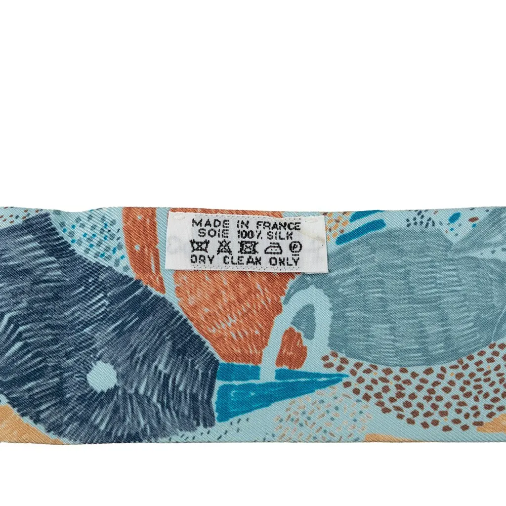 Hermès Chacun Fait Son Nid Silk Twilly Scarf Blue Silk Very good - Inside View