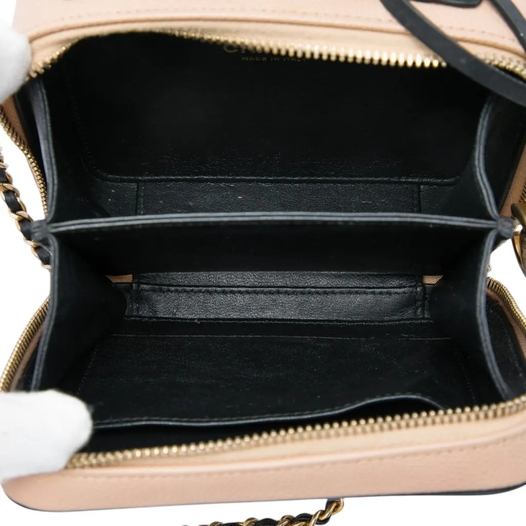 Chanel Small Bicolor Caviar CC Filigree Vanity Case Brown Leather Very good - Model View