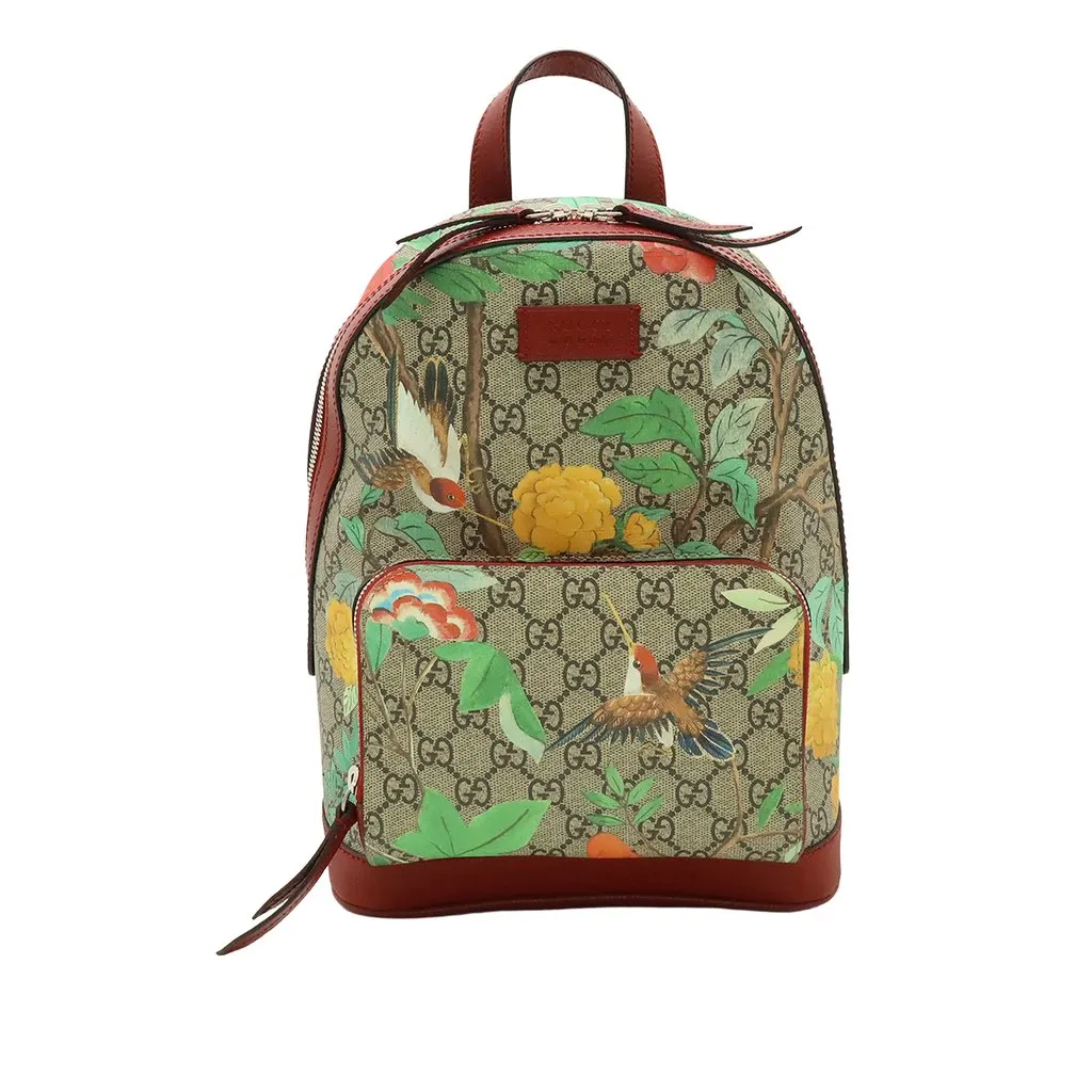 Gucci Small GG Supreme Web Tian Backpack Beige Very good - Front View