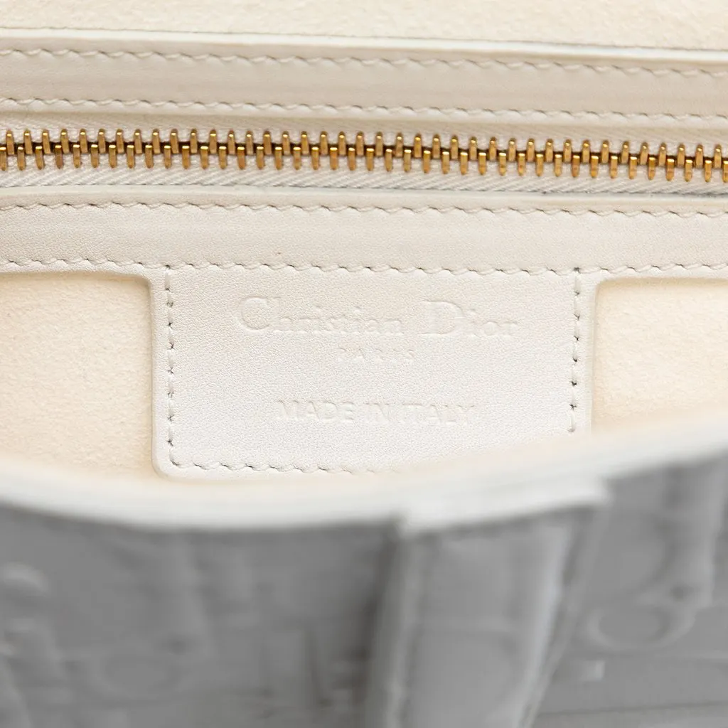 Dior Oblique Embossed Calfskin Saddle Bag White Leather Very good - Model View