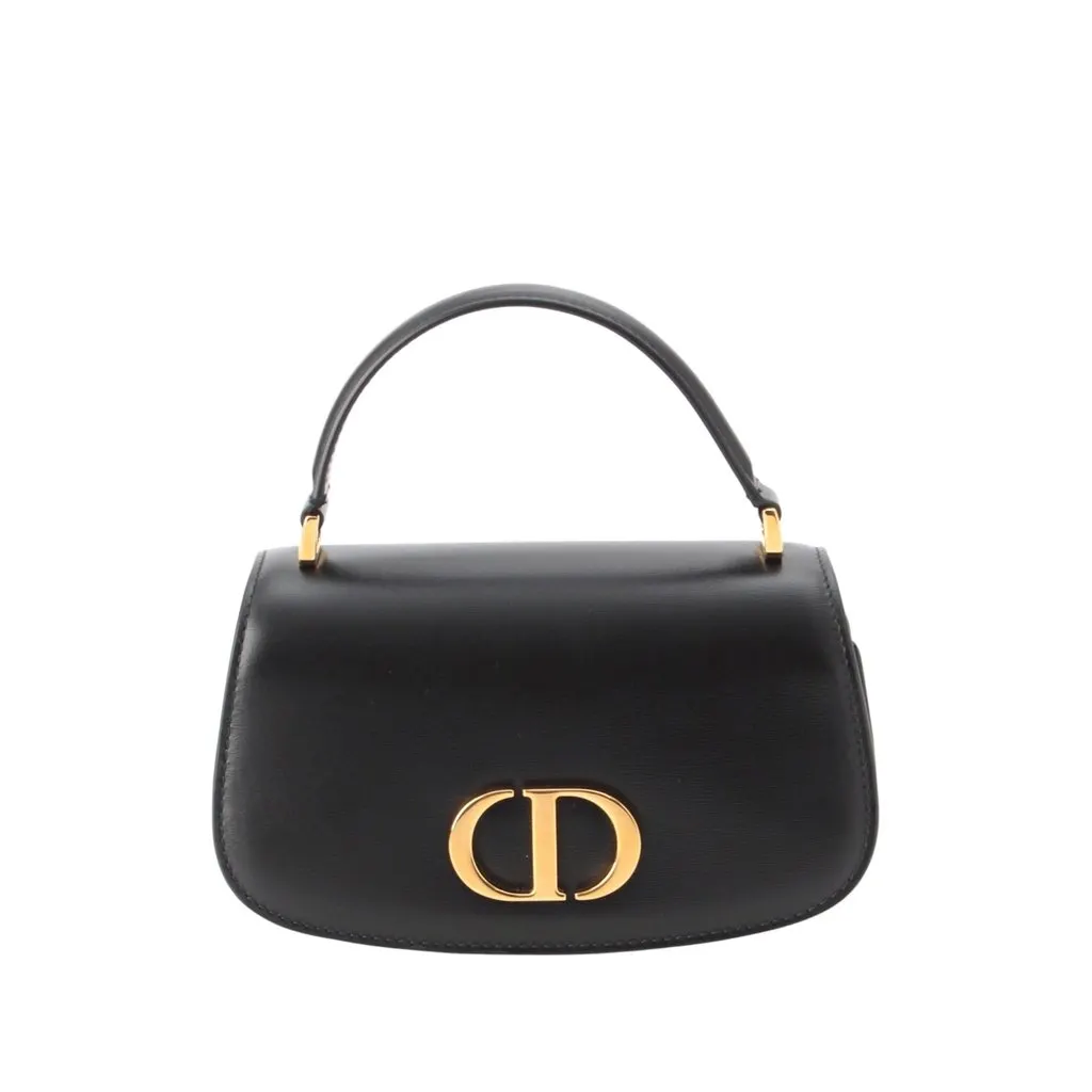 Dior Box Calfskin 30 Montaigne Avenue Top Handle Bag Black Leather Very good - Front View
