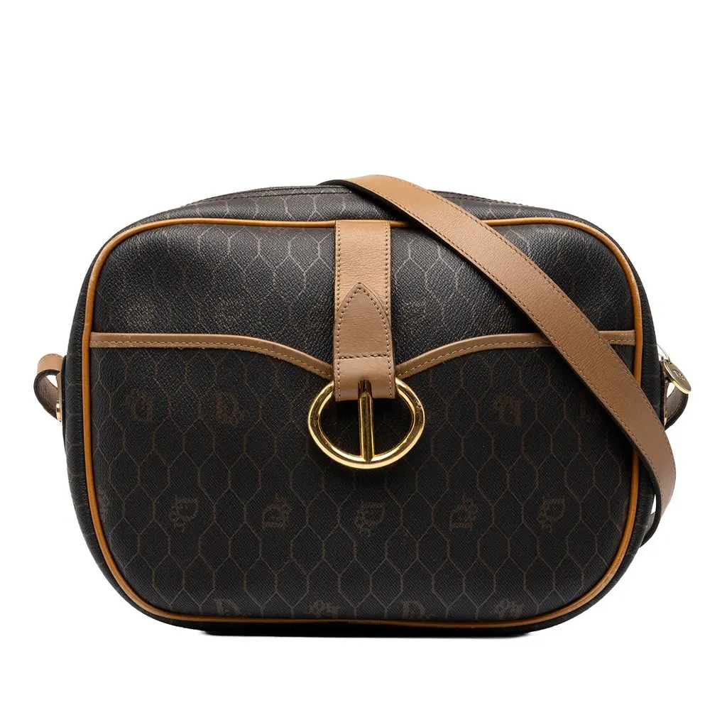 Dior Honeycomb Coated Canvas Crossbody Black Canvas Good - Front View