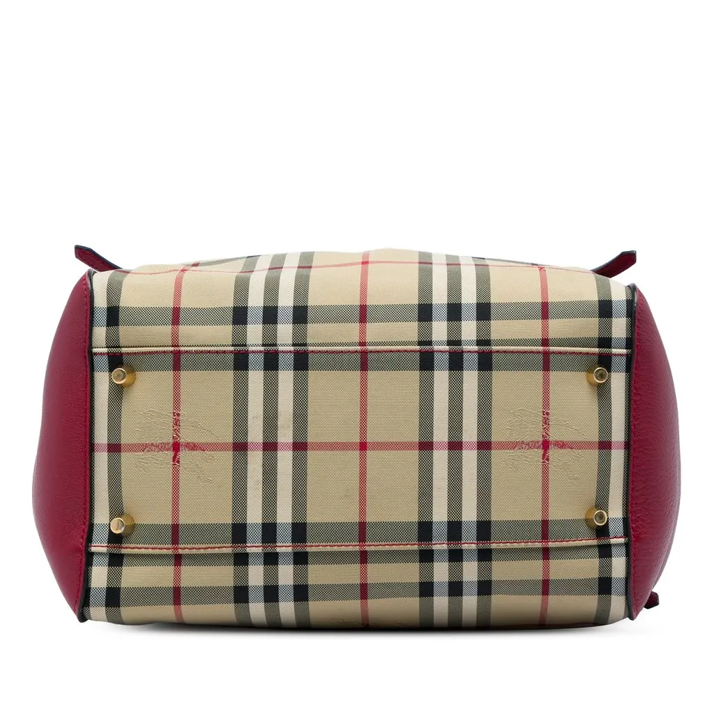 Burberry Small Haymarket Check Nylon and Calfskin Canterbury Tote Beige Polyamide Very good - Inside View