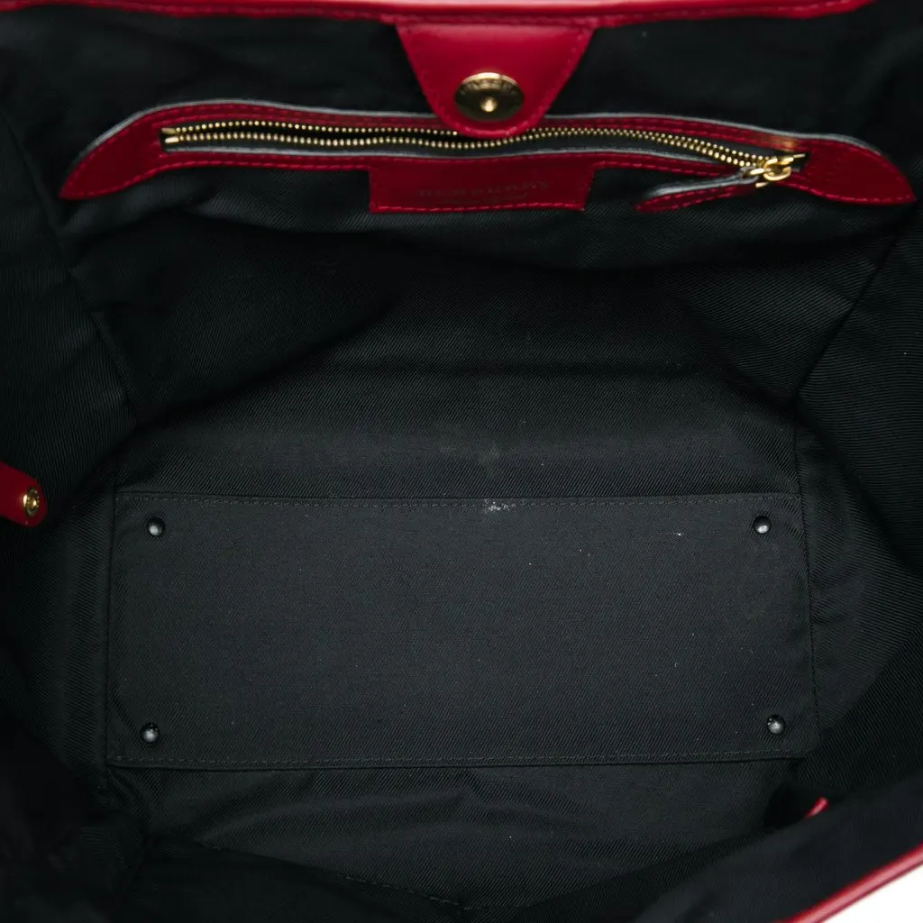 Burberry Small Haymarket Check Nylon and Calfskin Canterbury Tote Beige Polyamide Very good - Model View