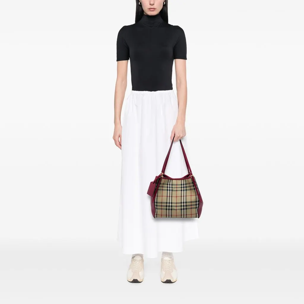 Burberry Small Haymarket Check Nylon and Calfskin Canterbury Tote Beige Polyamide Very good - Box View