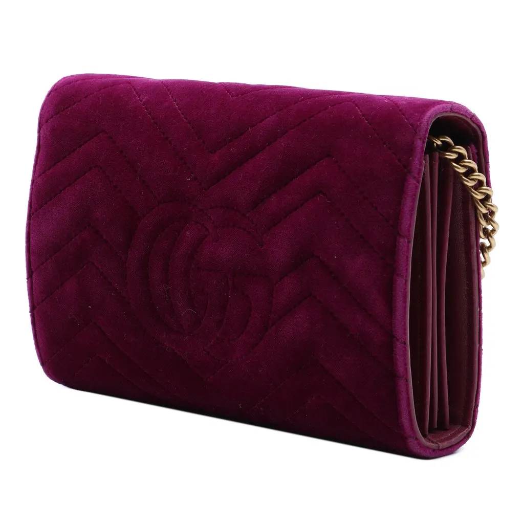 Gucci GG Marmont Matelasse Velvet Wallet On Chain Purple Very good - Back View