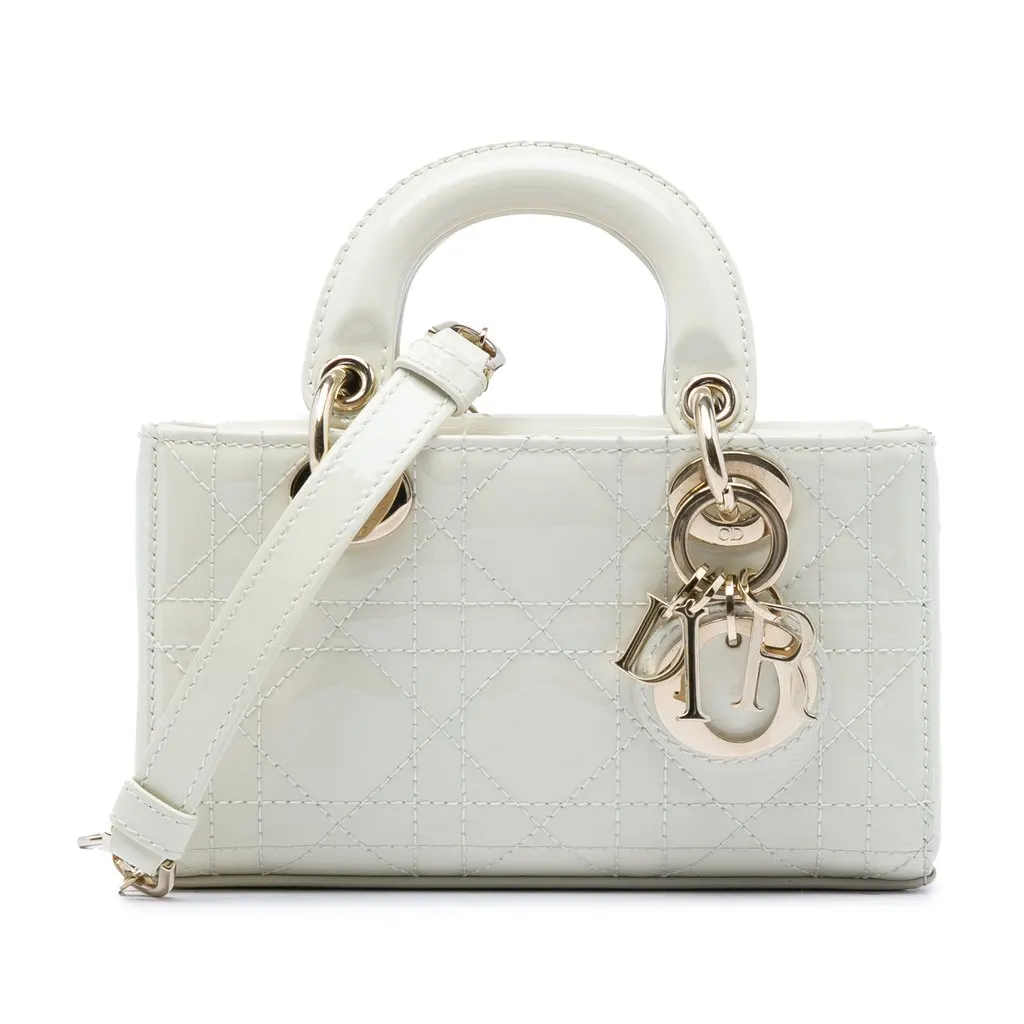 Dior Micro Patent Cannage Lady D Joy White Leather Very good - Front View