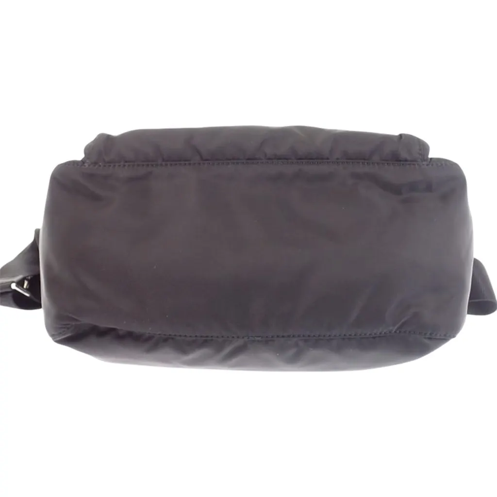 Prada Saffiano Trimmed Re Nylon Double Buckle Messenger Bag Black Polyamide Very good - Inside View