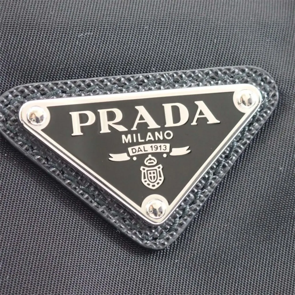 Prada Saffiano Trimmed Re Nylon Double Buckle Messenger Bag Black Polyamide Very good - Box View