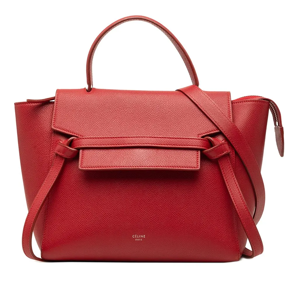 Celine Micro Grained Calfskin Belt Bag Red Leather Good - Front View