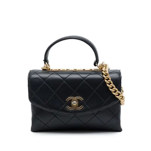 Chanel صغيرة مبطّنة جلد الحمل Trendy Spirit توب Handle حقيبة