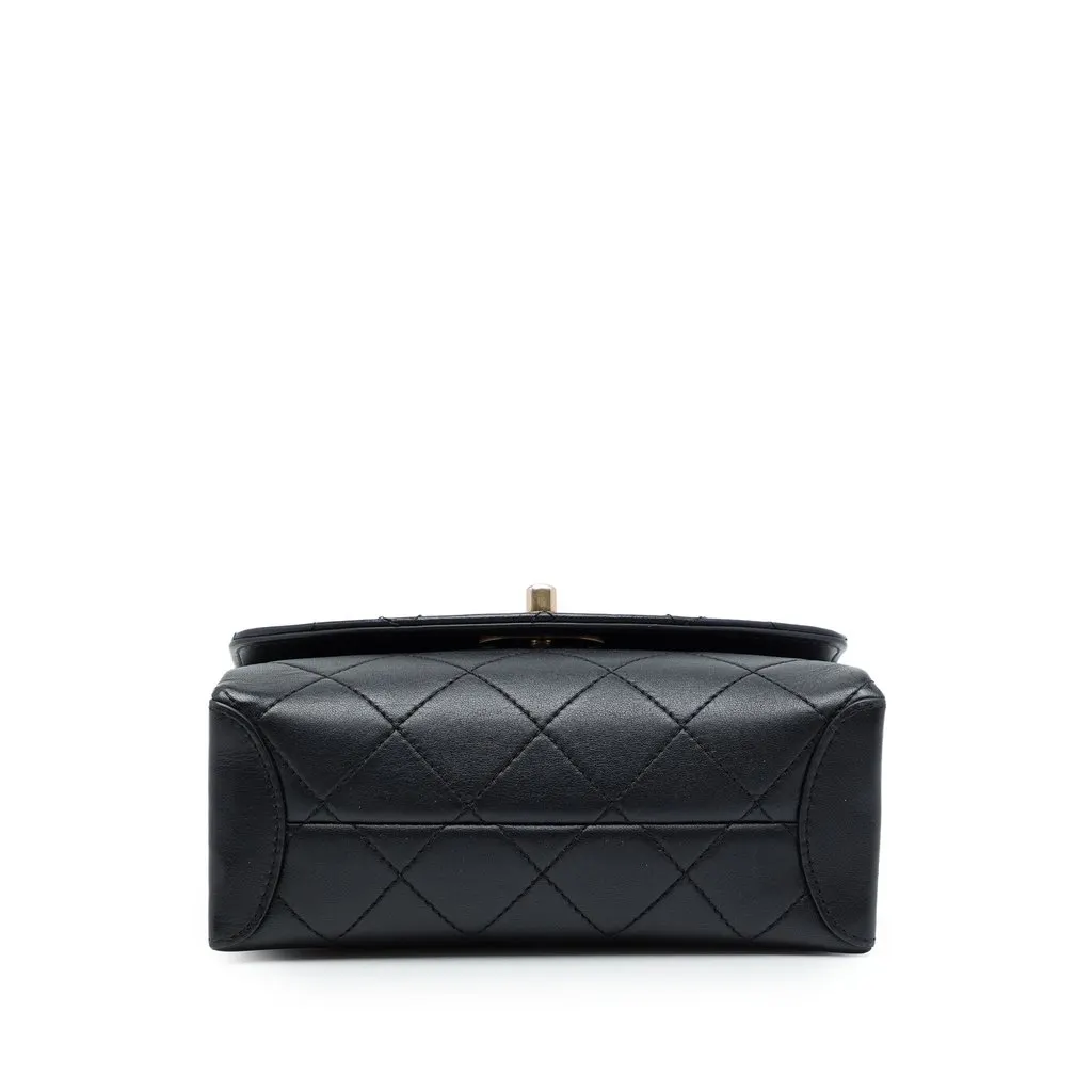 Chanel Small Quilted Lambskin Trendy Spirit Top Handle Bag Black Leather Very good - Inside View