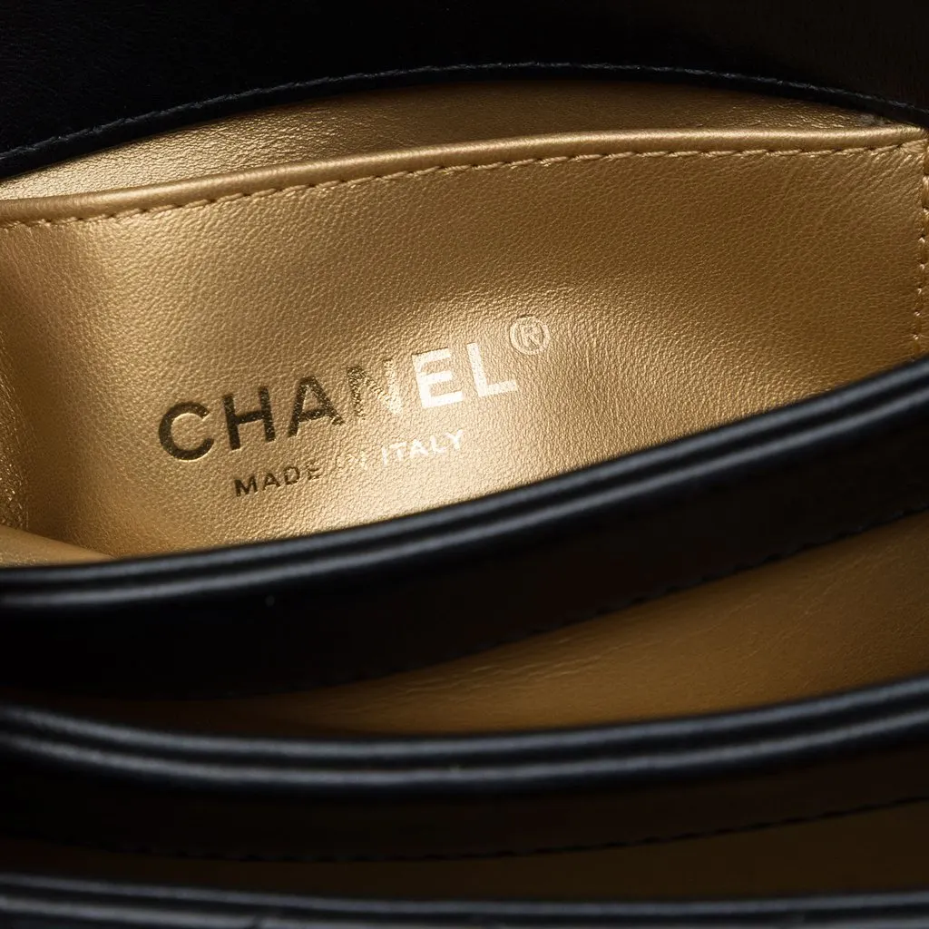 Chanel Small Quilted Lambskin Trendy Spirit Top Handle Bag Black Leather Very good - Box View