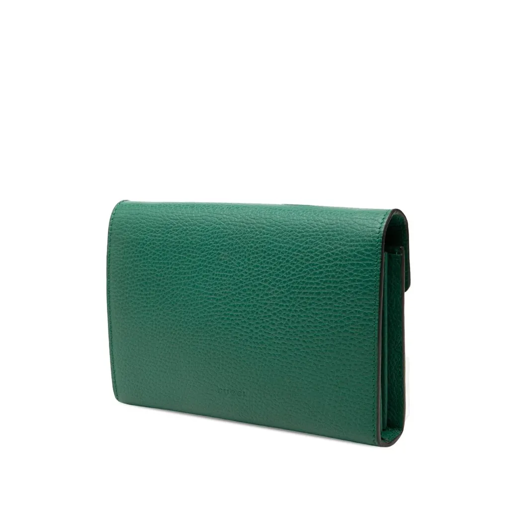 Gucci Calfskin Dionysus Wallet on Chain Green Leather Very good - Back View
