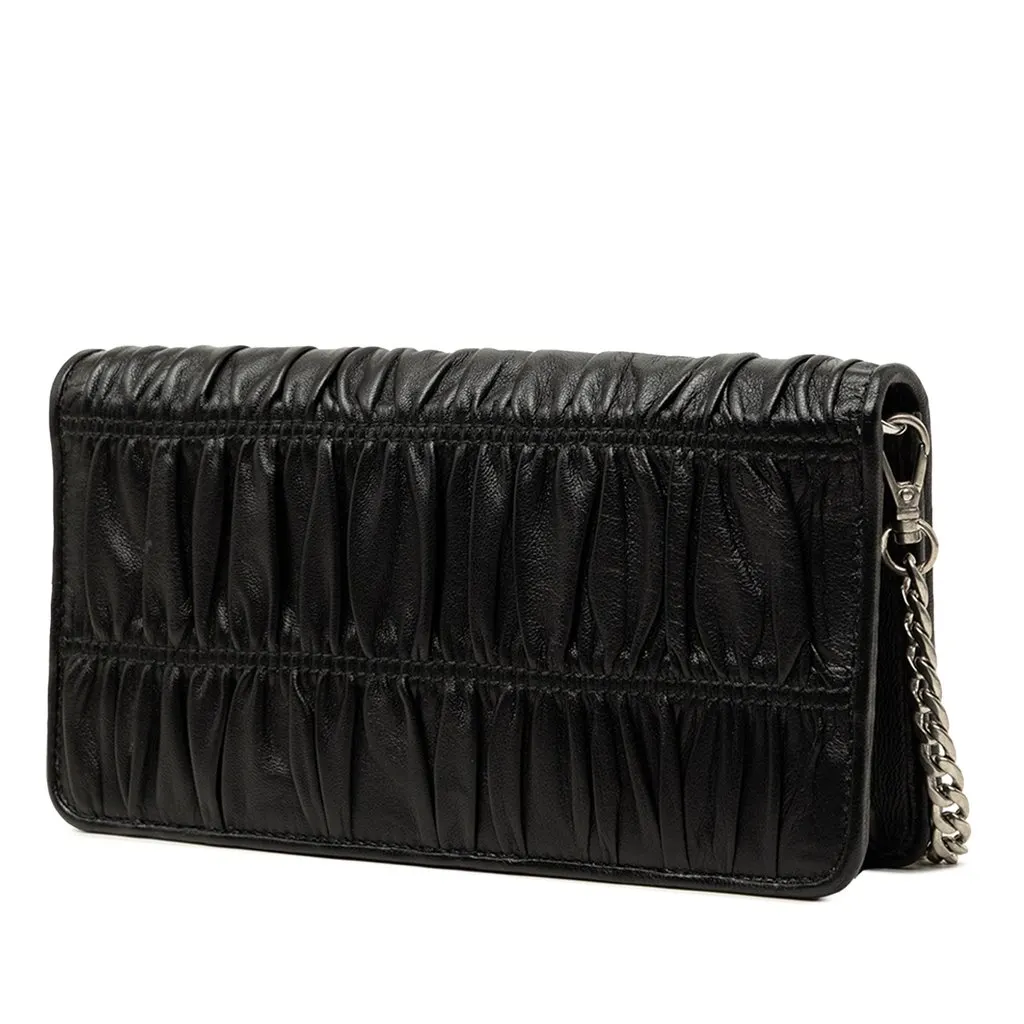 Prada Nappa Gaufre Wallet On Chain Black Leather Very good - Back View