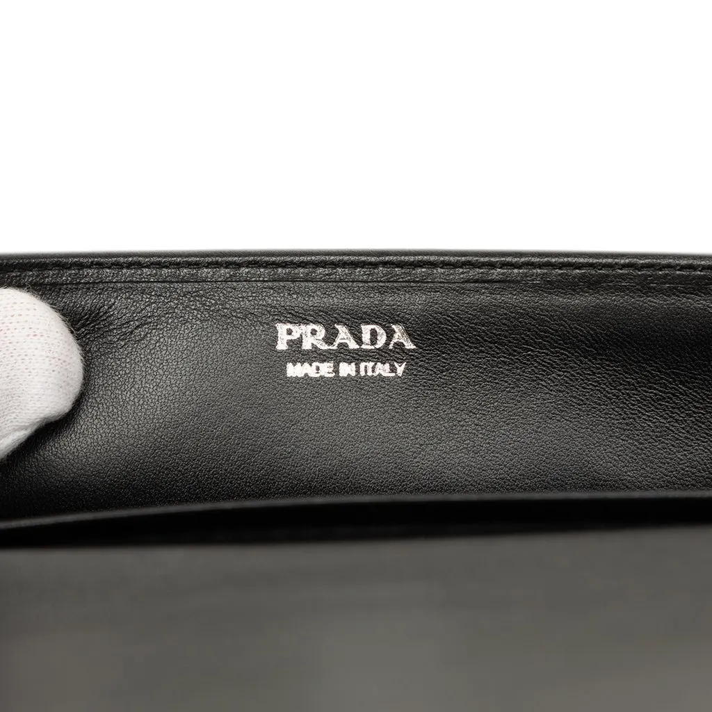 Prada Nappa Gaufre Wallet On Chain Black Leather Very good - Box View