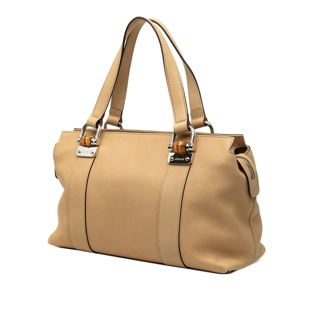 Gucci Calfskin Bamboo Bar Satchel Brown Leather Very good - Back View