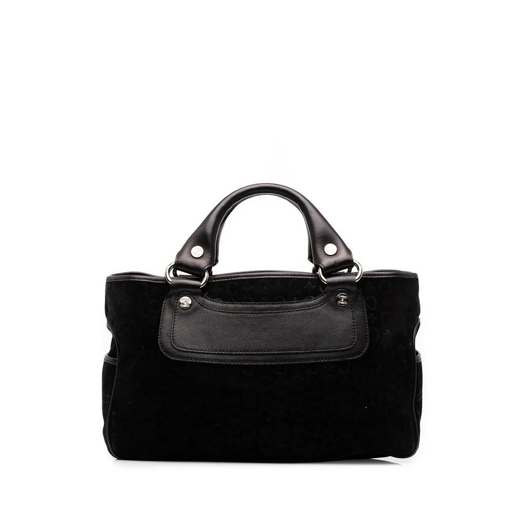 Celine C Macadam Suede Boogie Handbag Black Suede Good - Front View