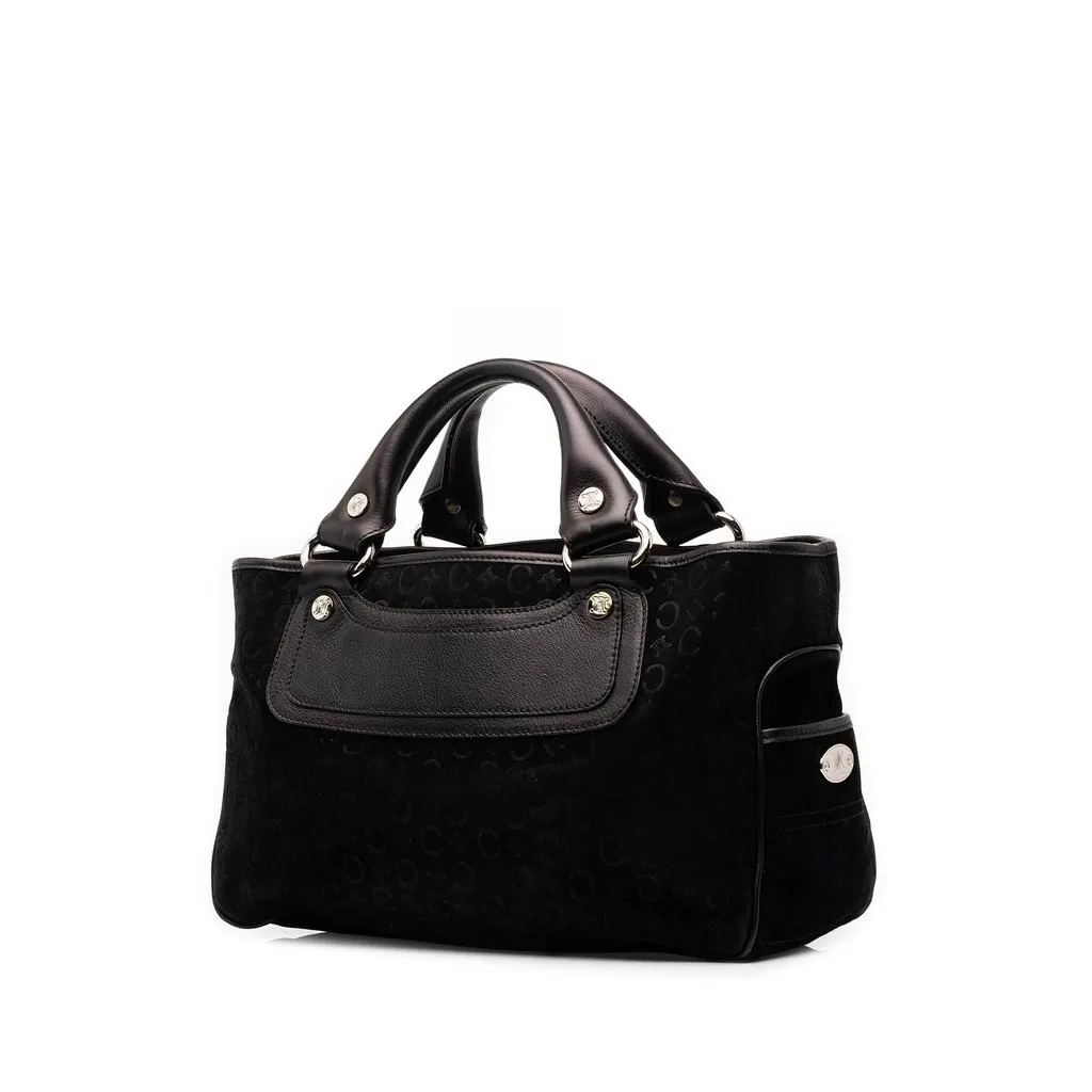 Celine C Macadam Suede Boogie Handbag Black Suede Good - Back View