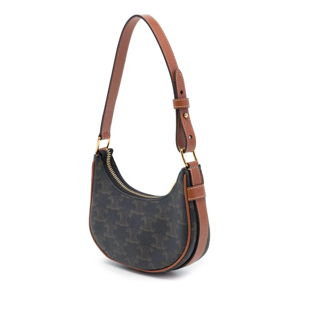 Celine Mini Triomphe Coated Canvas Ava Shoulder Bag Brown Canvas Very good - Back View