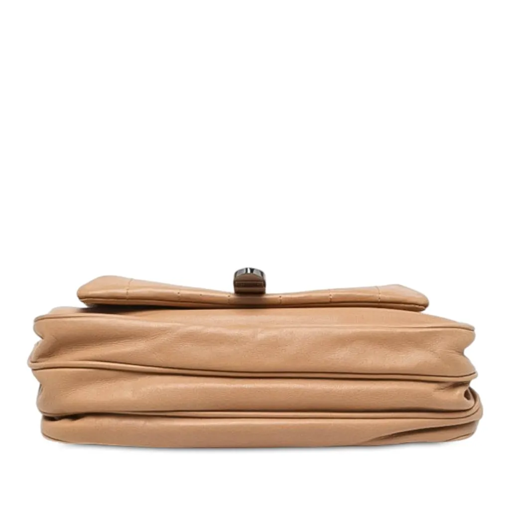 Chanel Quilted Lambskin Mademoiselle Lock Accordion Flap Brown Leather Good - Inside View