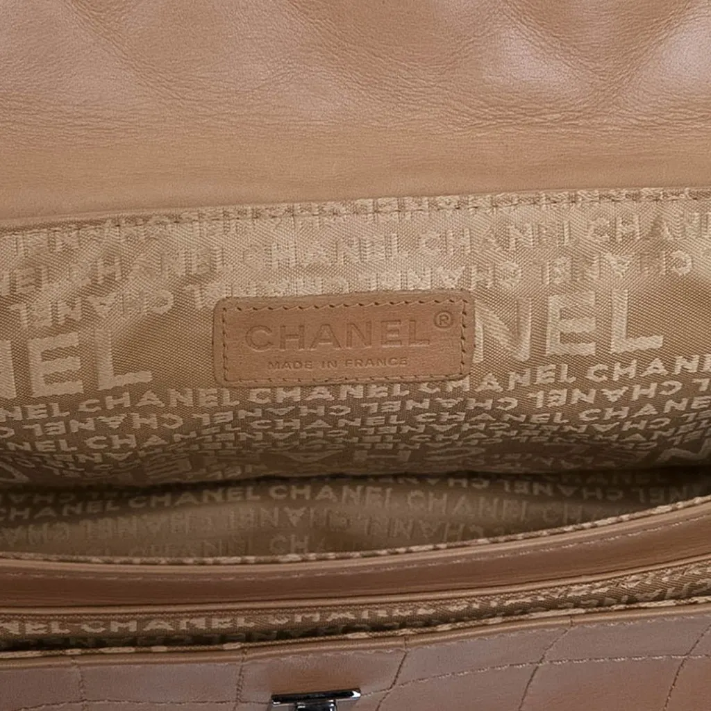 Chanel Quilted Lambskin Mademoiselle Lock Accordion Flap Brown Leather Good - Model View