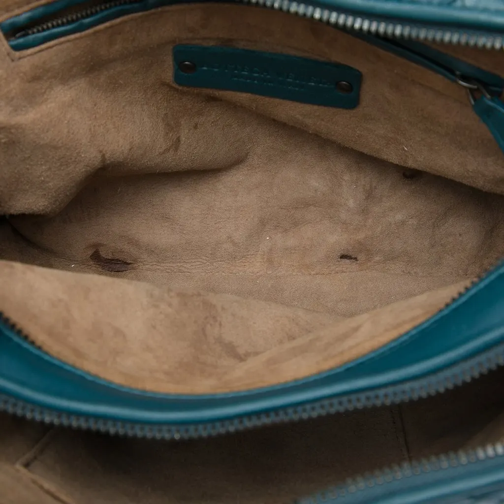 Bottega Veneta Mini Nappa Intrecciato Nodini Double Zip Crossbody Blue Leather Very good - Model View