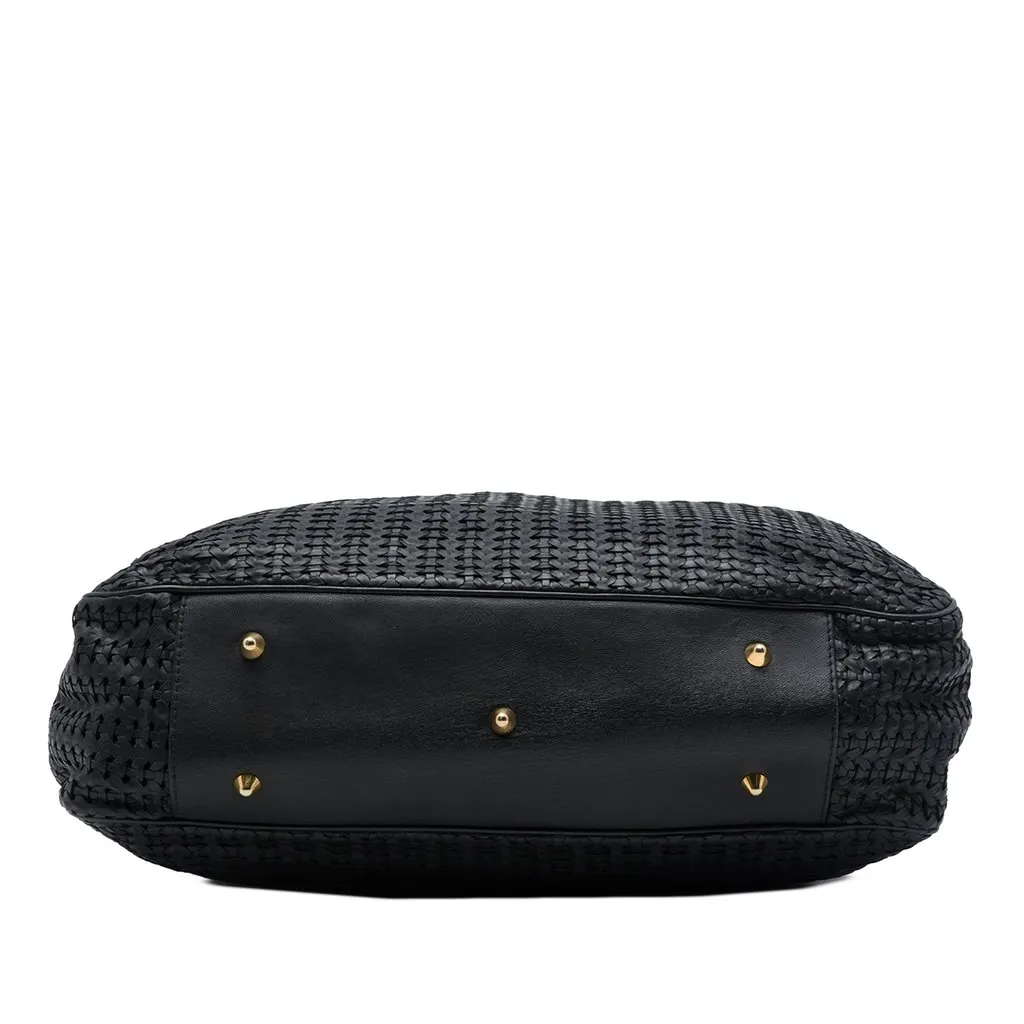 Dior Large Woven Lambskin Lady Dior Soft Shopping Tote Black Leather Very good - Inside View