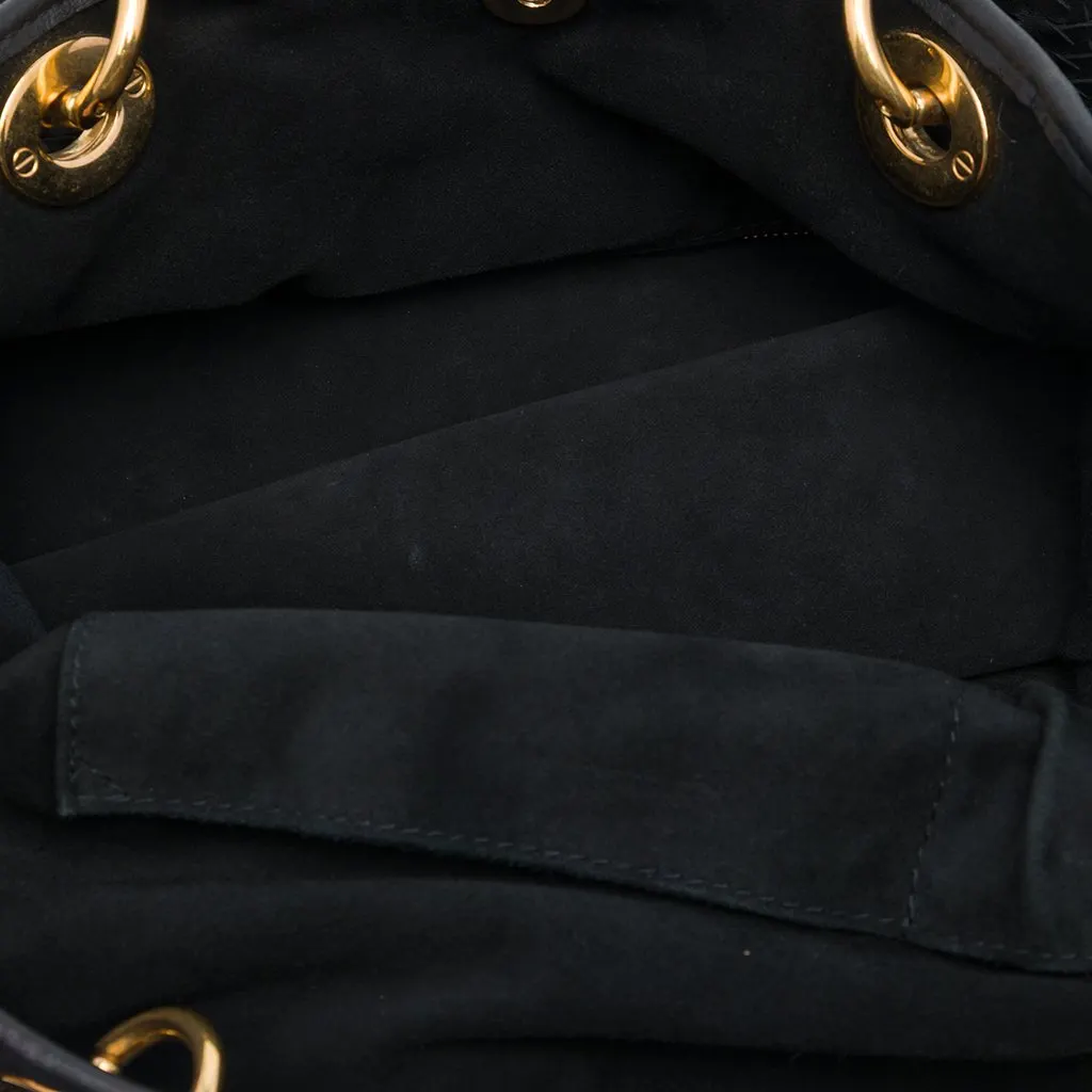 Dior Large Woven Lambskin Lady Dior Soft Shopping Tote Black Leather Very good - Model View