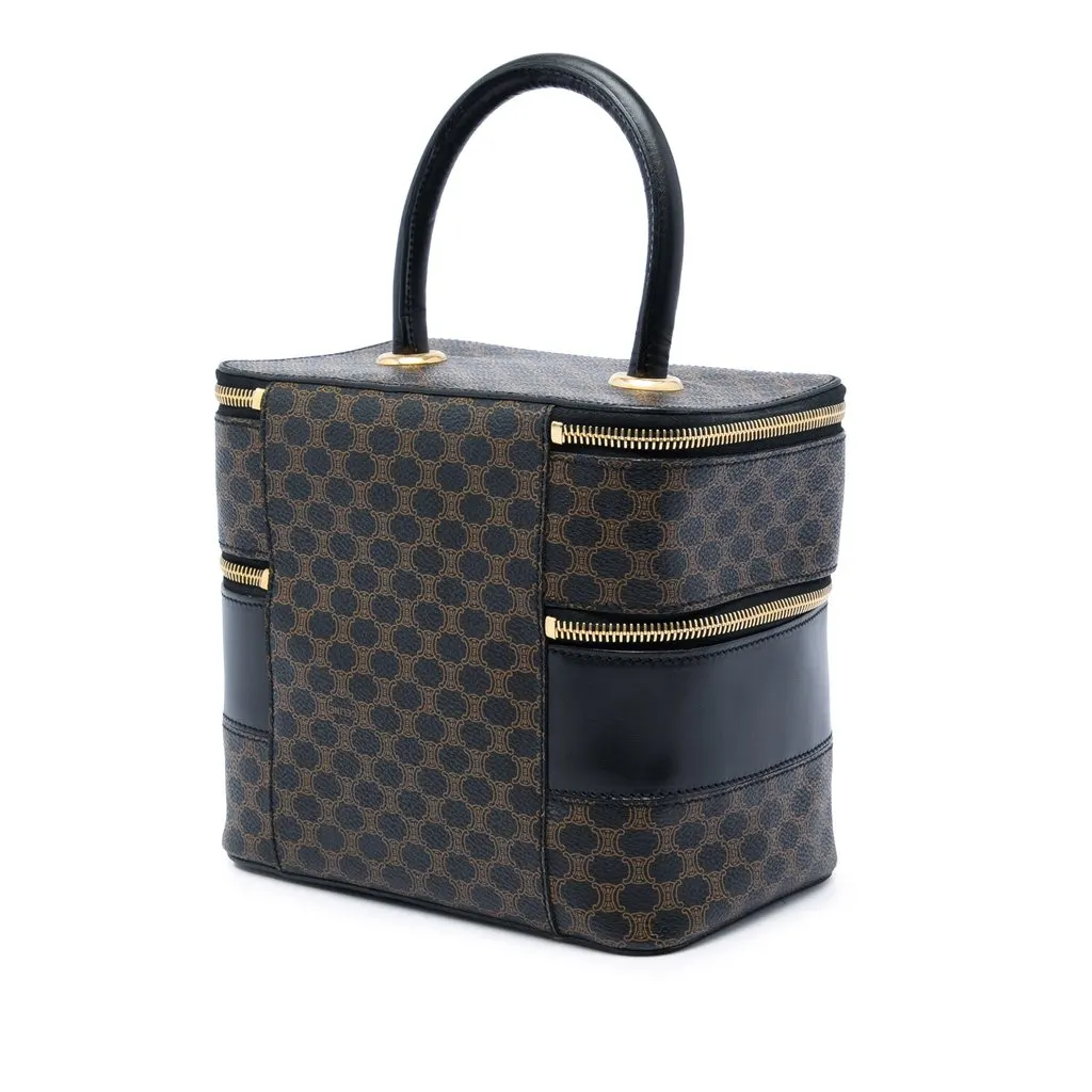 Celine Macadam Coated Canvas Double Zip Vanity Bag Brown Canvas Very good - Back View