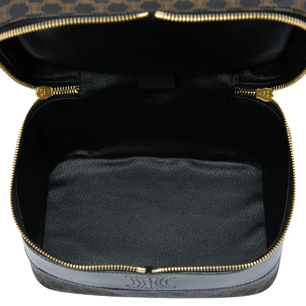 Celine Macadam Coated Canvas Double Zip Vanity Bag Brown Canvas Very good - Model View
