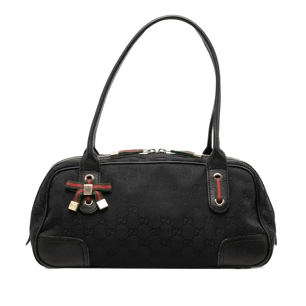 Gucci GG Canvas Web Princy Shoulder Bag Black Very good - Front View