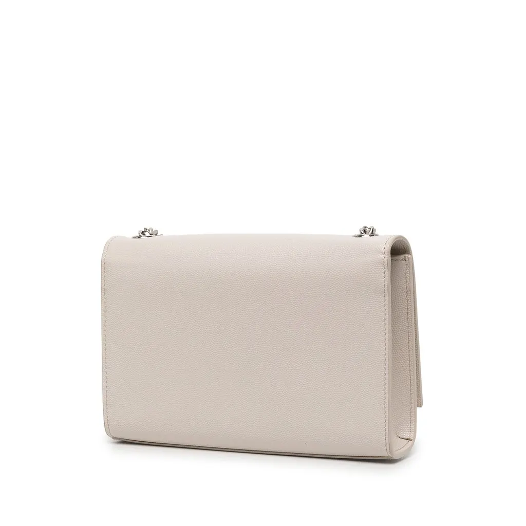 Saint Laurent Small Grain de Poudre Monogram Kate Tassel Crossbody White Leather Very good - Back View