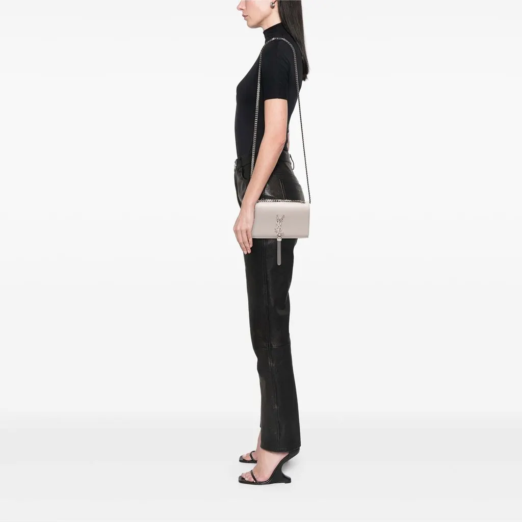Saint Laurent Small Grain de Poudre Monogram Kate Tassel Crossbody White Leather Very good - Box View