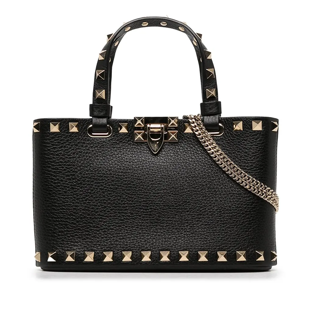 Valentino Mini Grainy Calfskin Rockstud Shopping Bag