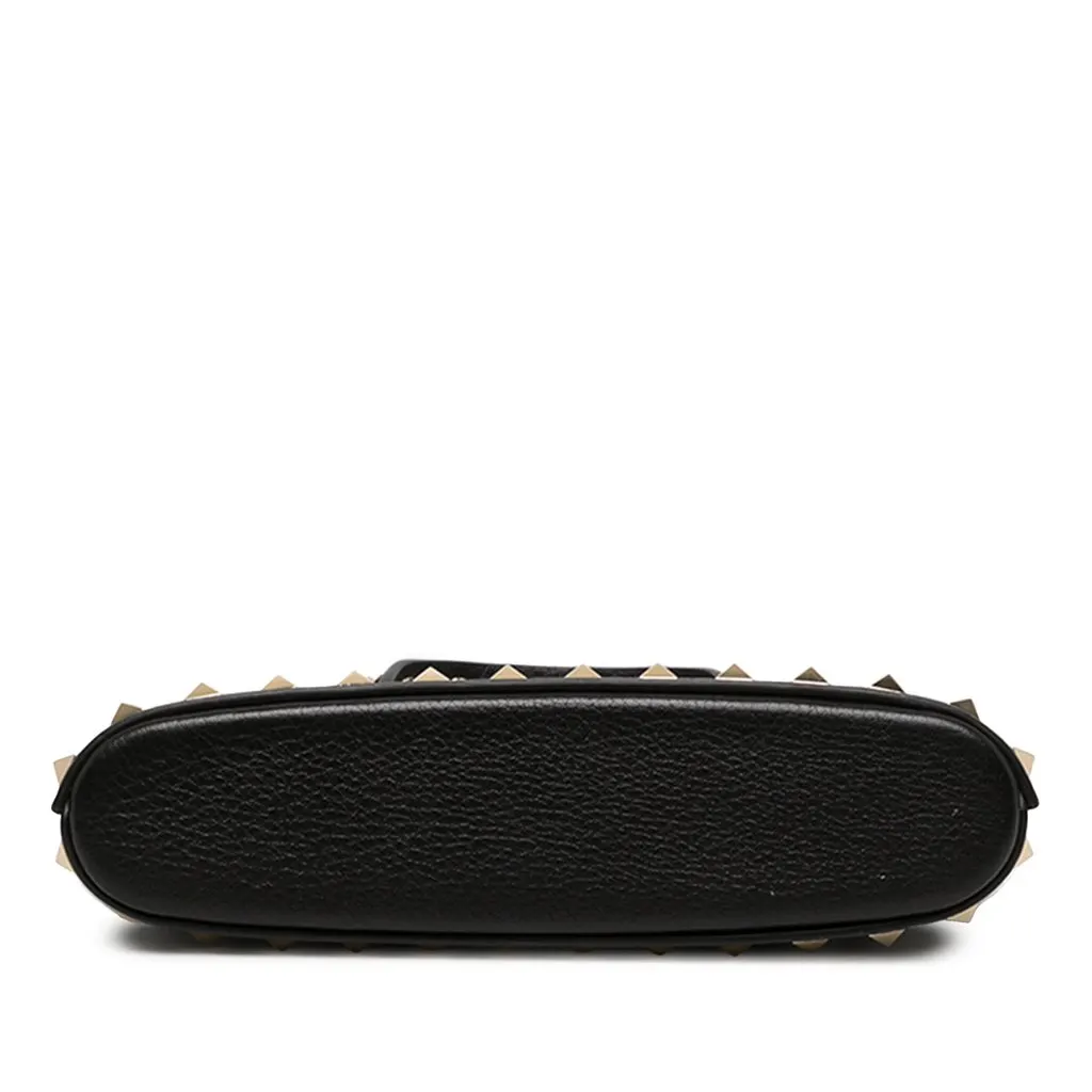 Valentino Mini Grainy Calfskin Rockstud Shopping Bag Black Leather Very good - Inside View
