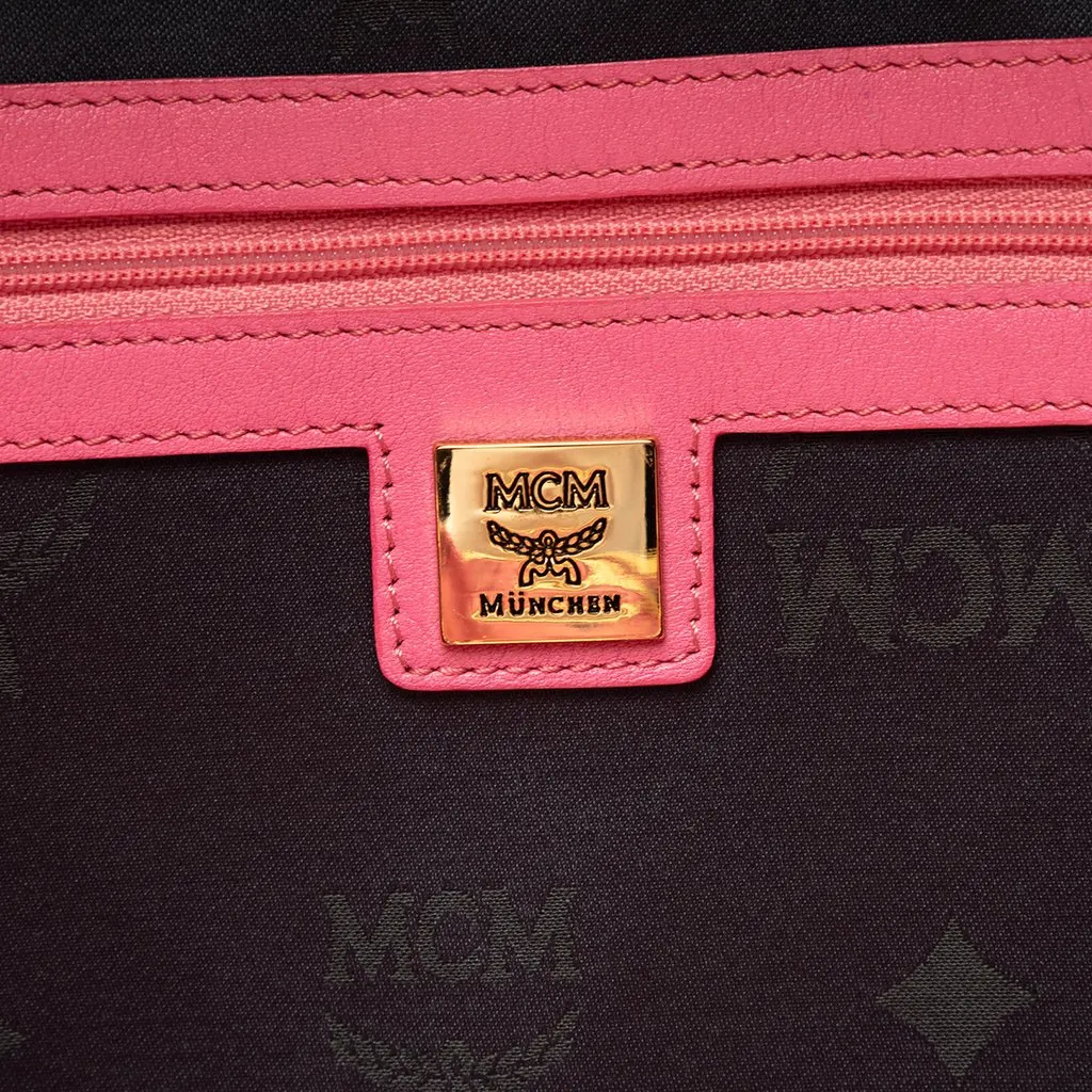 MCM Visetos Studded Coated Canvas Stark Backpack Pink Canvas Good - Box View
