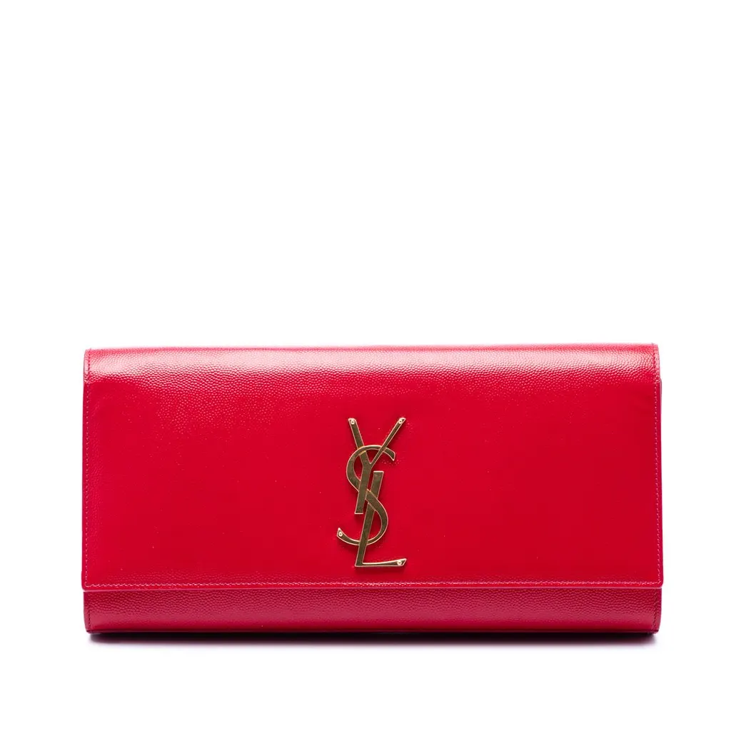 Saint Laurent Grain de Poudre Monogram Cassandre Clutch Pink Leather Very good - Front View